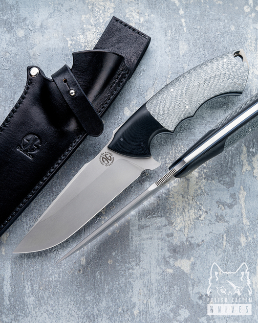 TACTICAL KNIFE SYNTHOS 1 M390 SILVER TWIL, MICARTA, G-CUSTOM 