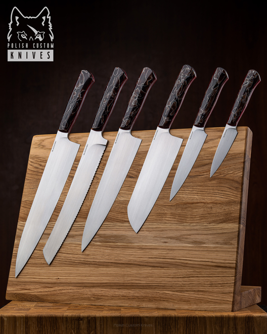 SET OF KITCHEN KNIVES WITH CUTTING BOARD M390 RAFFIR ALUME